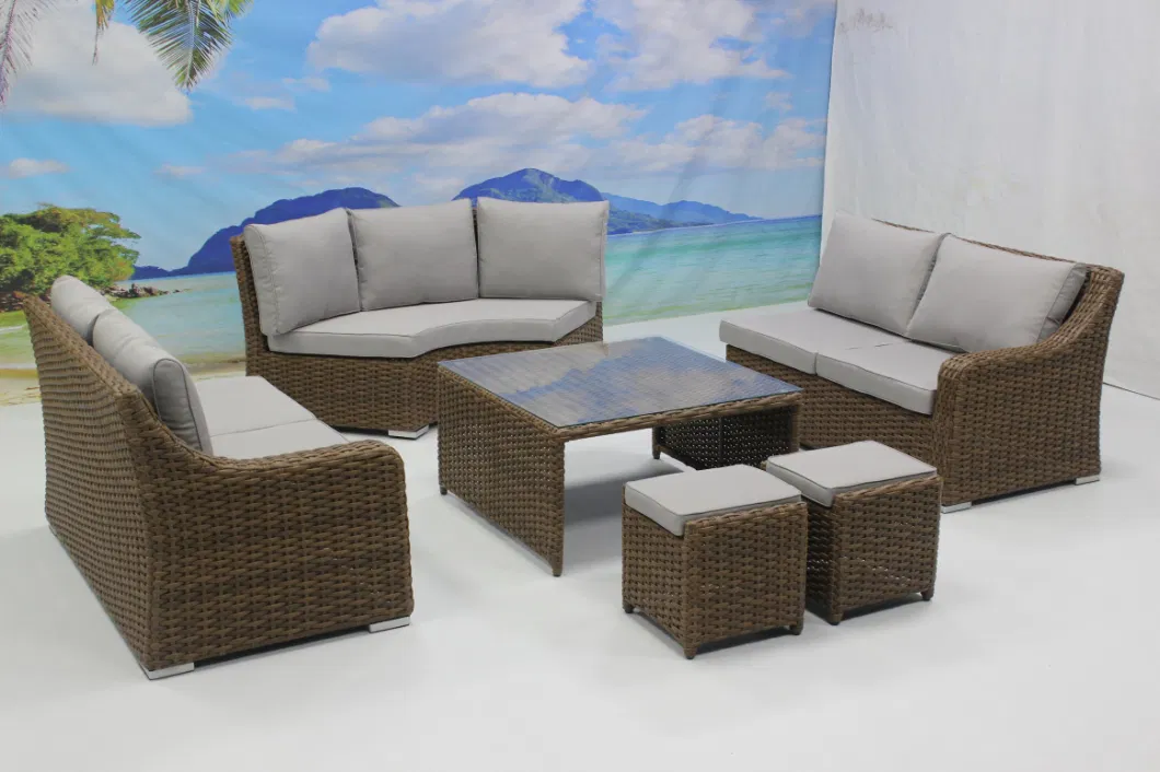 New Patio Garden Furniture Waterproof Hotel Outdoor Corner Sectional Rattan Sofa