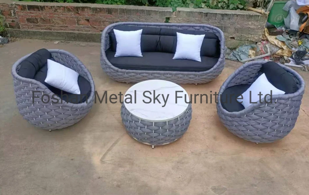 Outdoor Hotel Restaurant Patio Garden Aluminum Wicker Rope Rattan Sofa